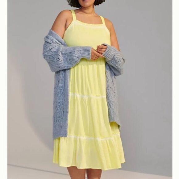 Anthropologie Nell Tiered Midi Dress Citrus - Picture 4 of 8